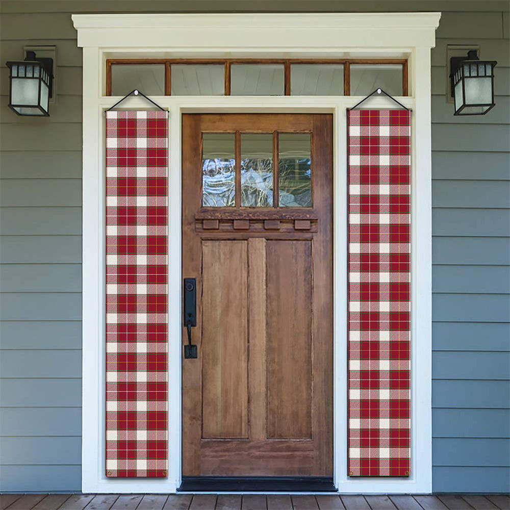 ScotsTee Shop Scottish McFie Dress Modern Tartan Front Porch Sign Set, Hanging Banner Set