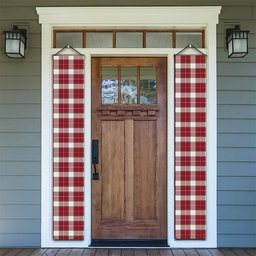 ScotsTee Shop Scottish McFie Dress Modern Tartan Front Porch Sign Set, Hanging Banner Set