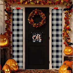 ScotsTee Shop Scottish Kennison Tartan Front Porch Sign Set, Hanging Banner Set