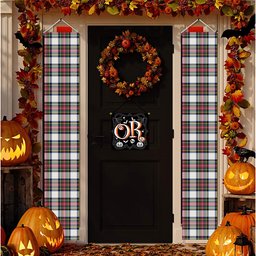ScotsTee Shop Scottish Stewart Dress Modern Tartan Front Porch Sign Set, Hanging Banner Set
