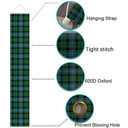 ScotsTee Shop Scottish Russell Ancient Tartan Front Porch Sign Set, Hanging Banner Set