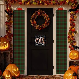 ScotsTee Shop Scottish McPhee Hunting Tartan Front Porch Sign Set, Hanging Banner Set