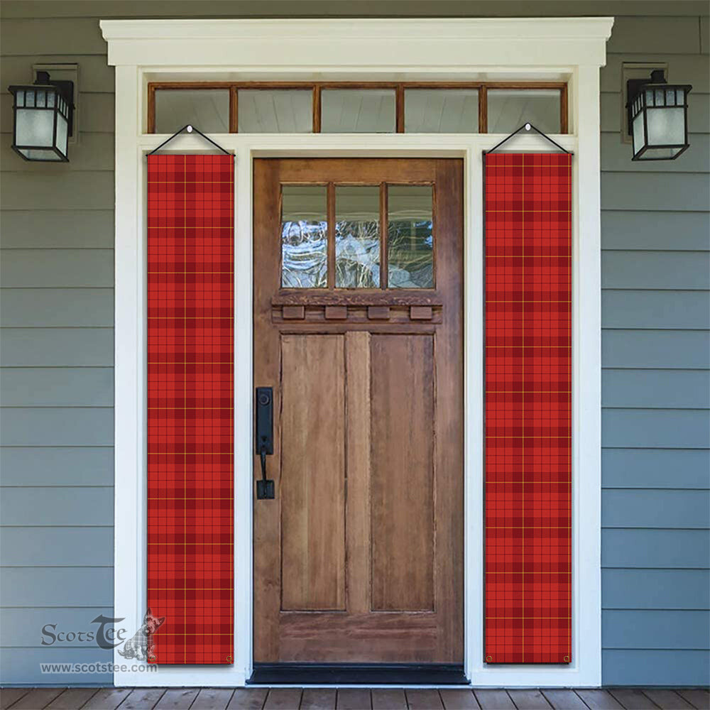 ScotsTee Shop Scottish Hamilton Red Ancient Tartan Front Porch Sign Set, Hanging Banner Set