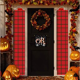 ScotsTee Shop Scottish MacDonnell of Keppoch Modern SC Tartan Front Porch Sign Set, Hanging Banner Set