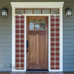 ScotsTee Shop Scottish MacPherson Dress Burgundy Dance Tartan Front Porch Sign Set, Hanging Banner Set