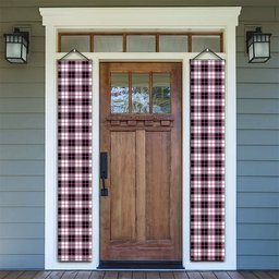 ScotsTee Shop Scottish McPherson Hunting Modern Tartan Front Porch Sign Set, Hanging Banner Set