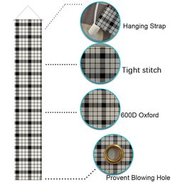 ScotsTee Shop Scottish McFarlane Black White Modern Tartan Front Porch Sign Set, Hanging Banner Set