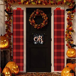 ScotsTee Shop Scottish McDonald of Ardnamurchan Modern Tartan Front Porch Sign Set, Hanging Banner Set