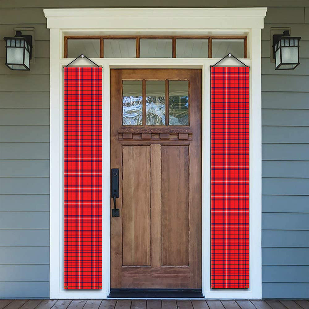 ScotsTee Shop Scottish Rose Modern Tartan Front Porch Sign Set, Hanging Banner Set