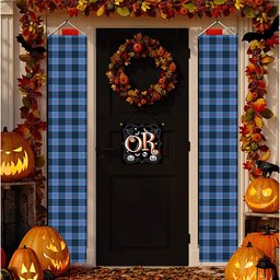 ScotsTee Shop Scottish McKay Blue Tartan Front Porch Sign Set, Hanging Banner Set