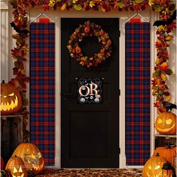 ScotsTee Shop Scottish McLaughlin Tartan Front Porch Sign Set, Hanging Banner Set