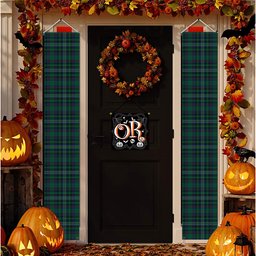 ScotsTee Shop Scottish Killen Tartan Front Porch Sign Set, Hanging Banner Set
