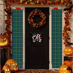 ScotsTee Shop Scottish Stephenson Hunting Ancient Tartan Front Porch Sign Set, Hanging Banner Set