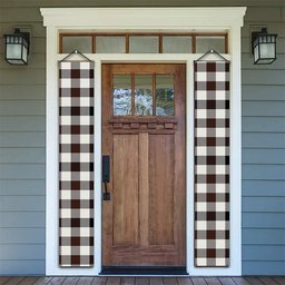 ScotsTee Shop Scottish Hog Modern Tartan Front Porch Sign Set, Hanging Banner Set