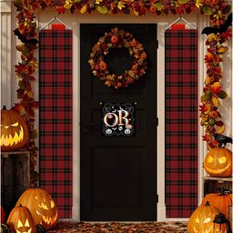 ScotsTee Shop Scottish MacSwan Tartan Front Porch Sign Set, Hanging Banner Set