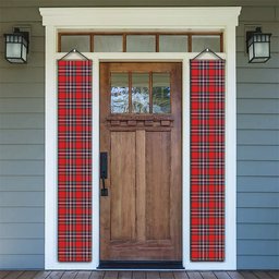 ScotsTee Shop Scottish MacFarlane Red Modern Tartan Front Porch Sign Set, Hanging Banner Set