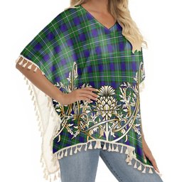 ScotsTee Shop Scottish Alexander Tartan Scotland Royal Golden Thistle Square Fringed Shawl