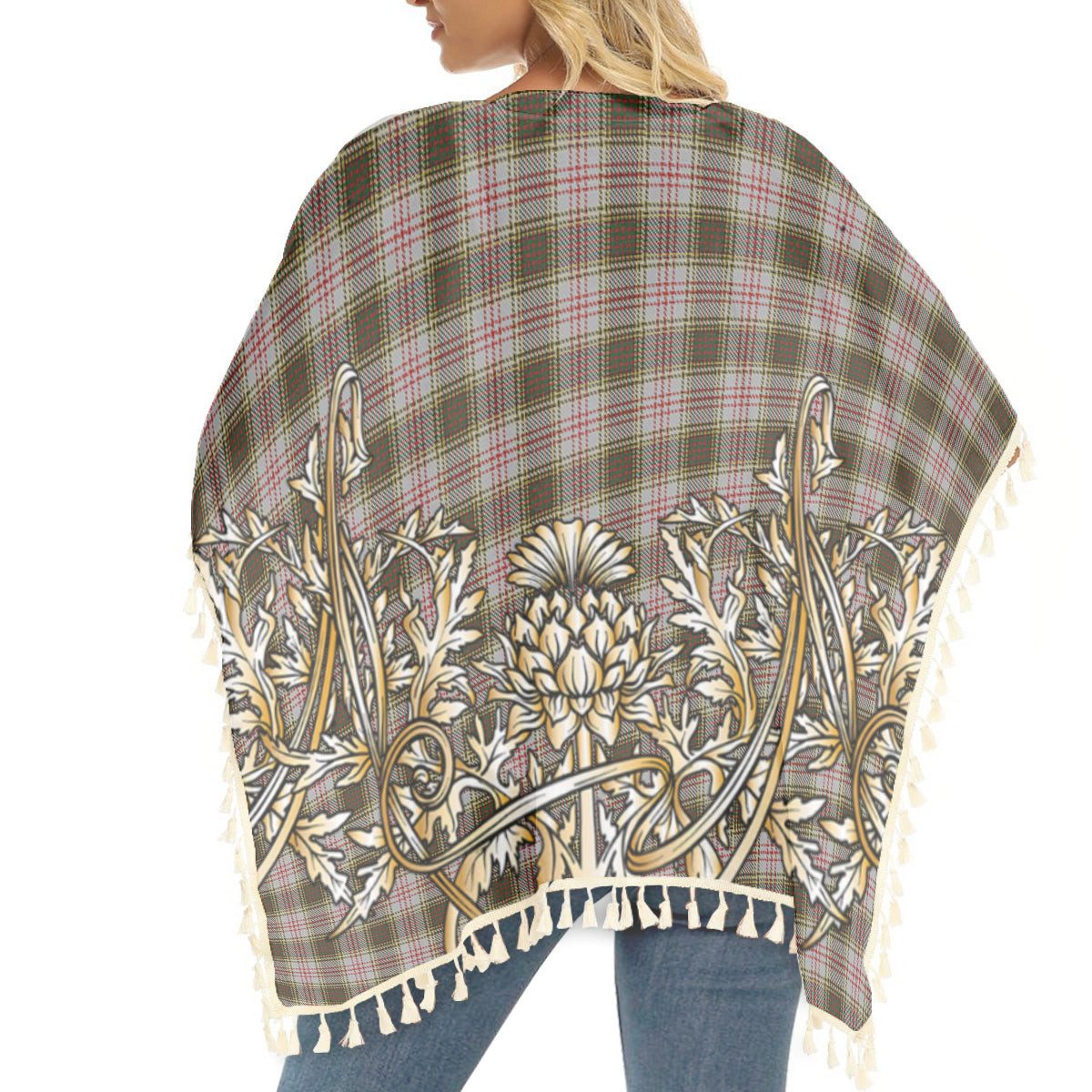 ScotsTee Shop Scottish Anderson Dress Tartan Scotland Royal Golden Thistle Square Fringed Shawl