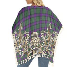 ScotsTee Shop Scottish Armstrong Modern Tartan Scotland Royal Golden Thistle Square Fringed Shawl