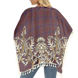 ScotsTee Shop Scottish Anderson of Kinnedear Red Tartan Scotland Royal Golden Thistle Square Fringed Shawl