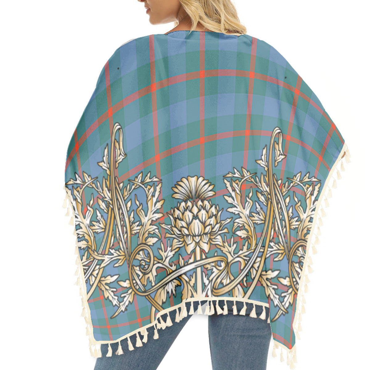 ScotsTee Shop Scottish Agnew Ancient Tartan Scotland Royal Golden Thistle Square Fringed Shawl