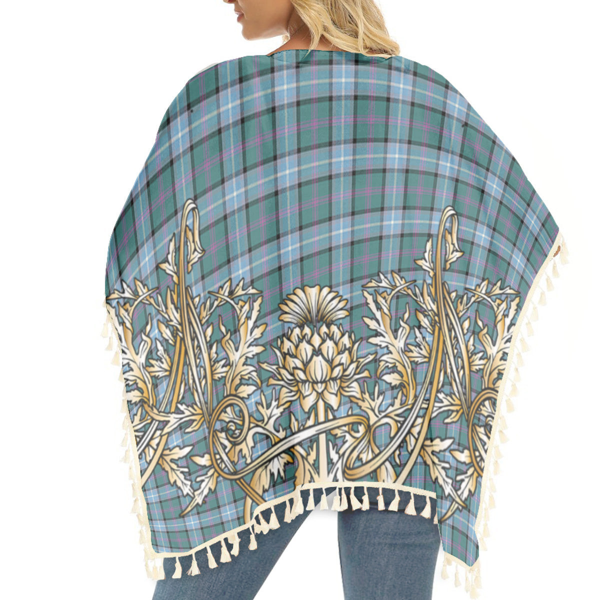 ScotsTee Shop Scottish Alexander of Menstry Hunting Ancient Tartan Scotland Royal Golden Thistle Square Fringed Shawl
