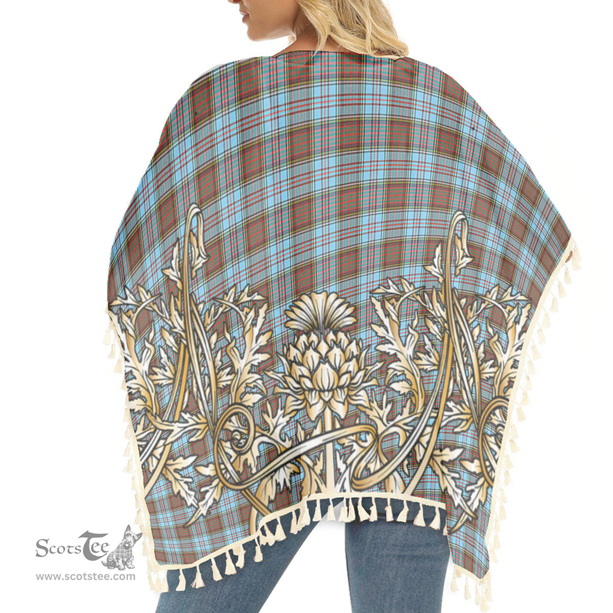 ScotsTee Shop Scottish Anderson Ancient Tartan Scotland Royal Golden Thistle Square Fringed Shawl