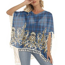 ScotsTee Shop Scottish American National Modern Tartan Scotland Royal Golden Thistle Square Fringed Shawl