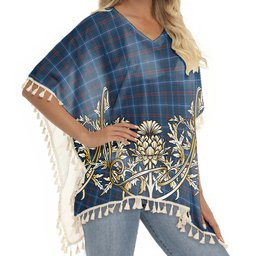 ScotsTee Shop Scottish American National Modern Tartan Scotland Royal Golden Thistle Square Fringed Shawl