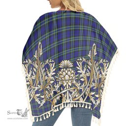 ScotsTee Shop Scottish Arbuthnot Modern Tartan Scotland Royal Golden Thistle Square Fringed Shawl