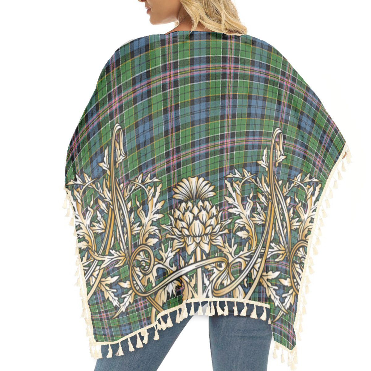 ScotsTee Shop Scottish Allison Ancient Tartan Scotland Royal Golden Thistle Square Fringed Shawl
