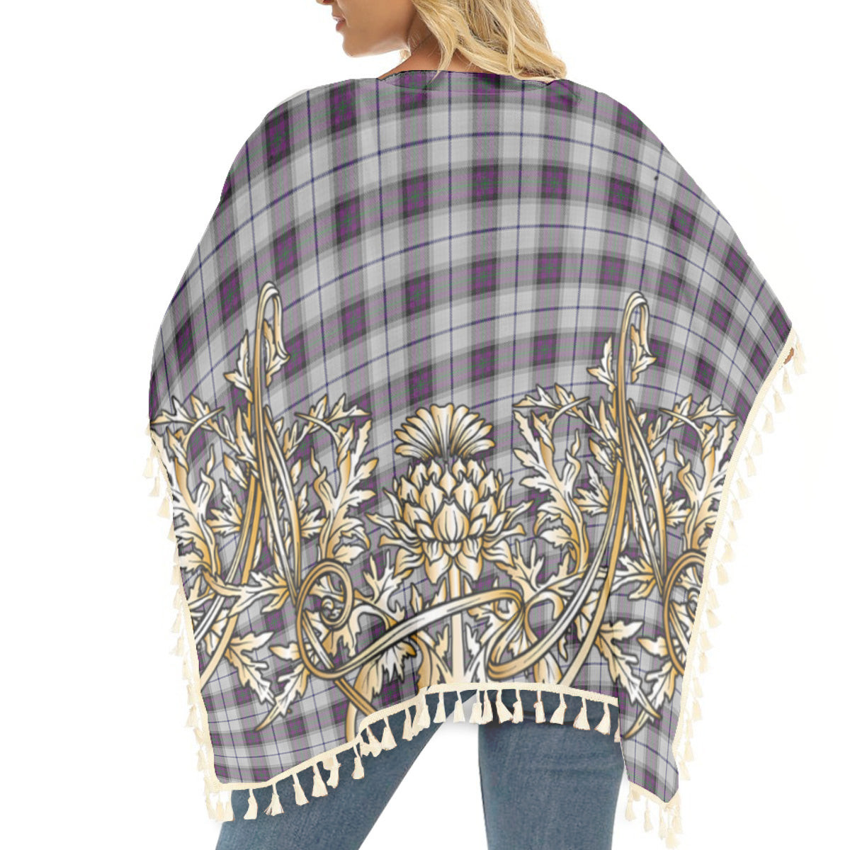 ScotsTee Shop Scottish Alexander of Menstry Dress Tartan Scotland Royal Golden Thistle Square Fringed Shawl