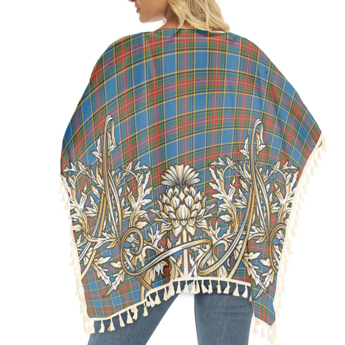 ScotsTee Shop Scottish Bethune Ancient Tartan Scotland Royal Golden Thistle Square Fringed Shawl