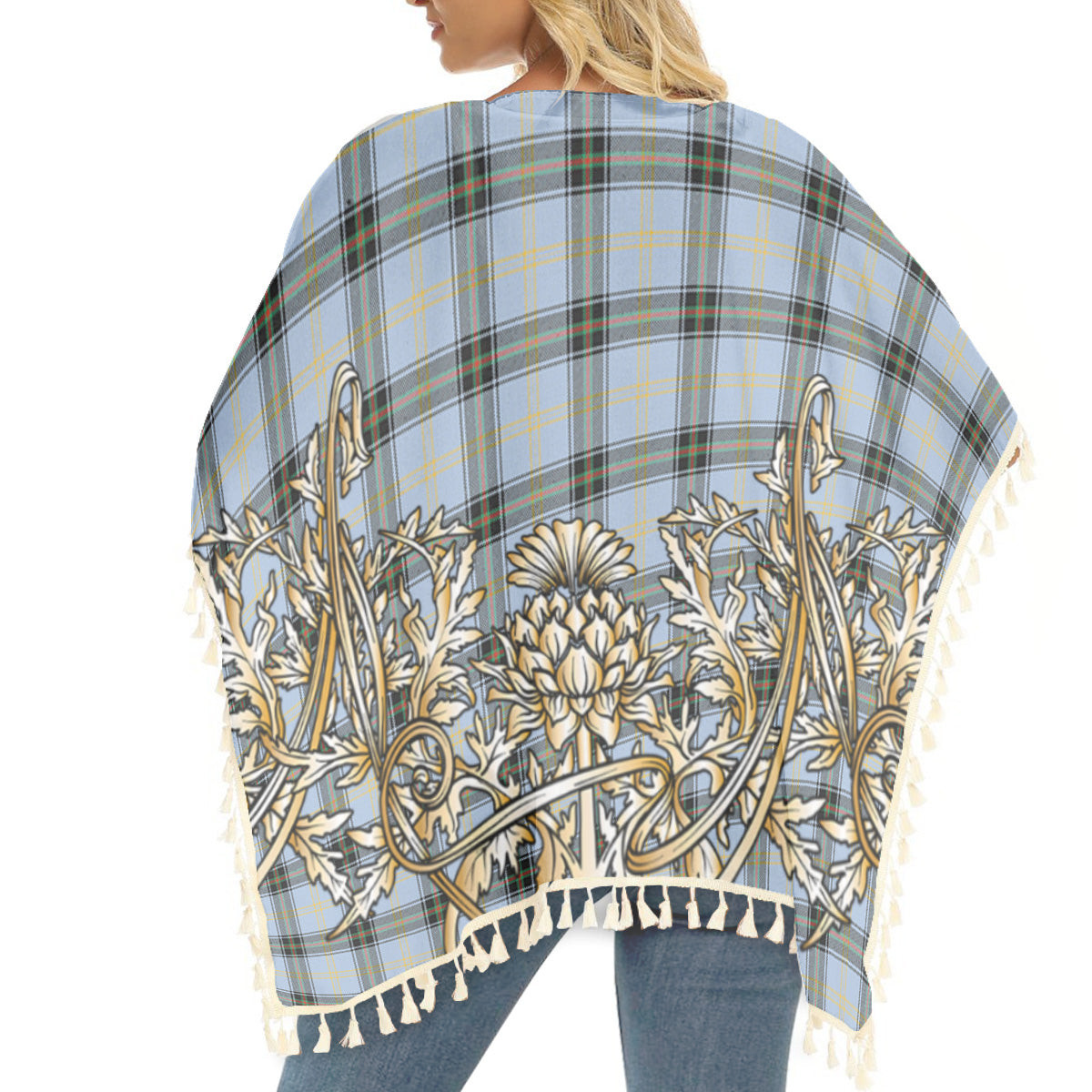 ScotsTee Shop Scottish Baxter of Balgavies Ancient Tartan Scotland Royal Golden Thistle Square Fringed Shawl