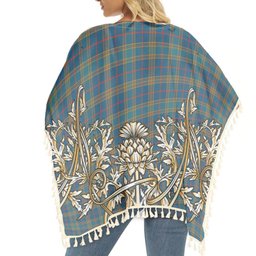 ScotsTee Shop Scottish Balfour Blue Ancient Tartan Scotland Royal Golden Thistle Square Fringed Shawl