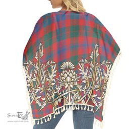 ScotsTee Shop Scottish Black Watch Pipe Band Modern Tartan Scotland Royal Golden Thistle Square Fringed Shawl
