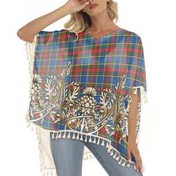 ScotsTee Shop Scottish Bethune Modern Tartan Scotland Royal Golden Thistle Square Fringed Shawl