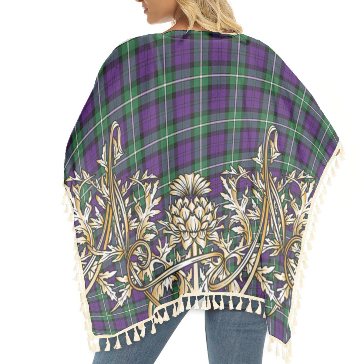 ScotsTee Shop Scottish Baillie Highland Society Ancient Tartan Scotland Royal Golden Thistle Square Fringed Shawl