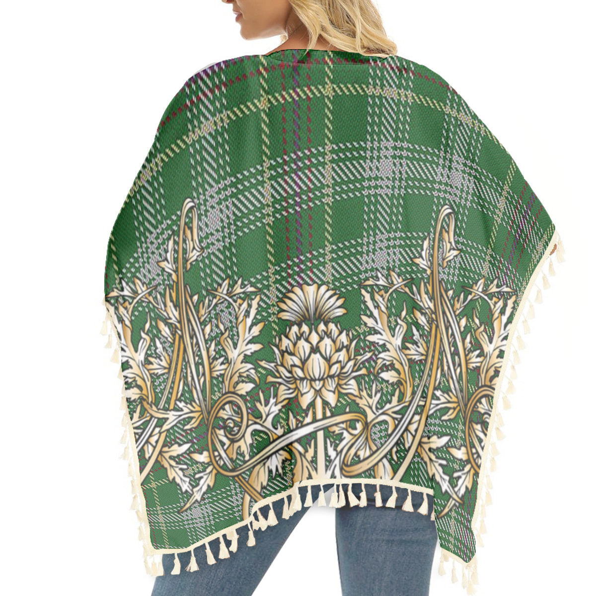 ScotsTee Shop Scottish Bryant Tartan Scotland Royal Golden Thistle Square Fringed Shawl