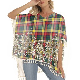 ScotsTee Shop Scottish Buchanan Tartan Scotland Royal Golden Thistle Square Fringed Shawl