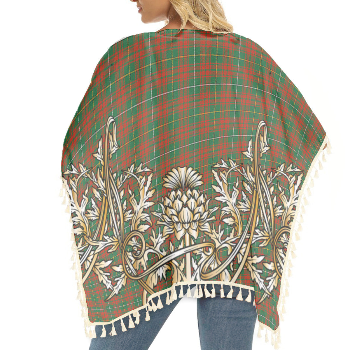 ScotsTee Shop Scottish Bruce Hunting Ancient Tartan Scotland Royal Golden Thistle Square Fringed Shawl