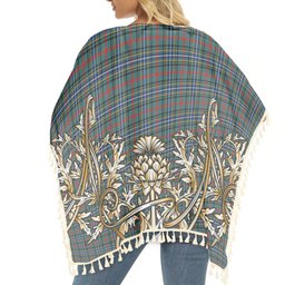ScotsTee Shop Scottish Bisset Modern Tartan Scotland Royal Golden Thistle Square Fringed Shawl