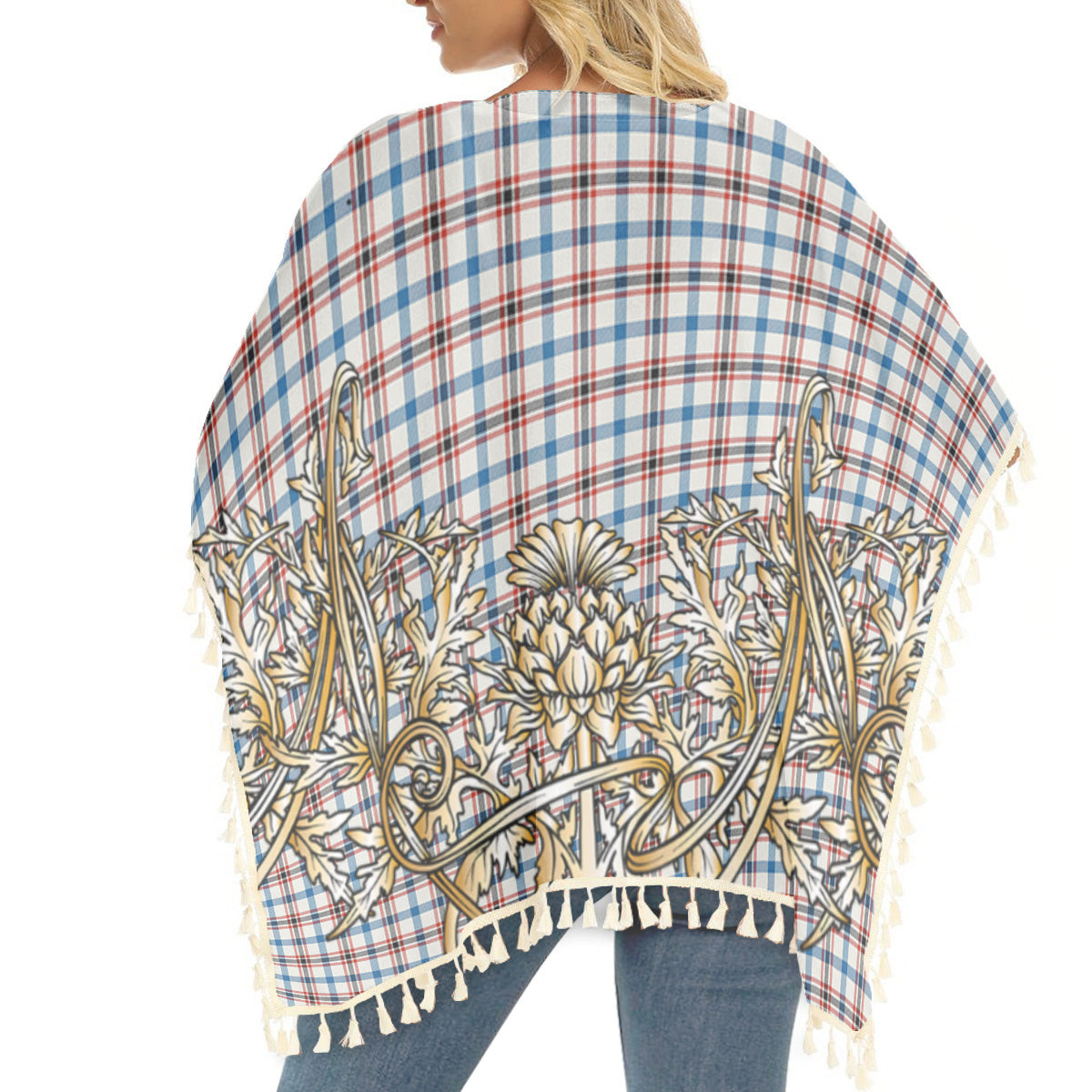 ScotsTee Shop Scottish Boswell Dress Ancient Tartan Scotland Royal Golden Thistle Square Fringed Shawl