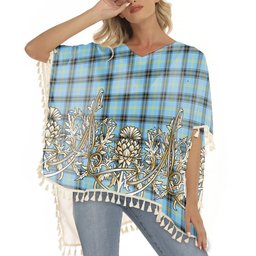 ScotsTee Shop Scottish Bell of the Borders Modern Tartan Scotland Royal Golden Thistle Square Fringed Shawl