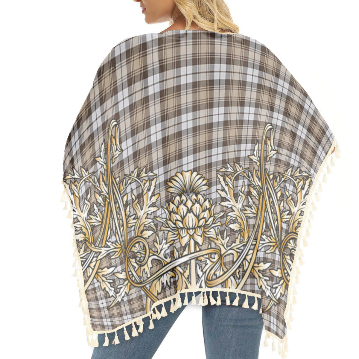 ScotsTee Shop Scottish Baillie Dress Modern Clan Tartan Scotland Royal Golden Thistle Square Fringed Shawl