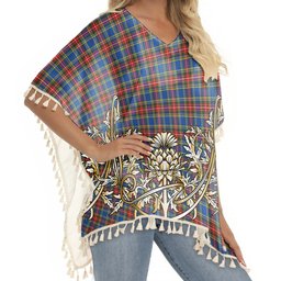 ScotsTee Shop Scottish Bethune Tartan Scotland Royal Golden Thistle Square Fringed Shawl