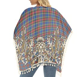 ScotsTee Shop Scottish Bethune Tartan Scotland Royal Golden Thistle Square Fringed Shawl