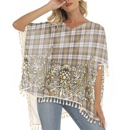 ScotsTee Shop Scottish Baillie Dress Ancient Clan Tartan Scotland Royal Golden Thistle Square Fringed Shawl