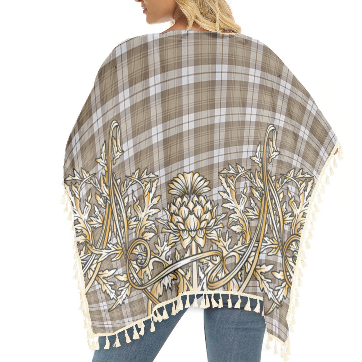 ScotsTee Shop Scottish Baillie Dress Ancient Clan Tartan Scotland Royal Golden Thistle Square Fringed Shawl