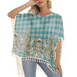 ScotsTee Shop Scottish Barclay Hunting #2 Ancient Clan Tartan Scotland Royal Golden Thistle Square Fringed Shawl